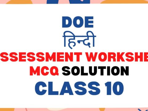 Class 10 Hindi DOE Assessment Worksheet MCQ solution