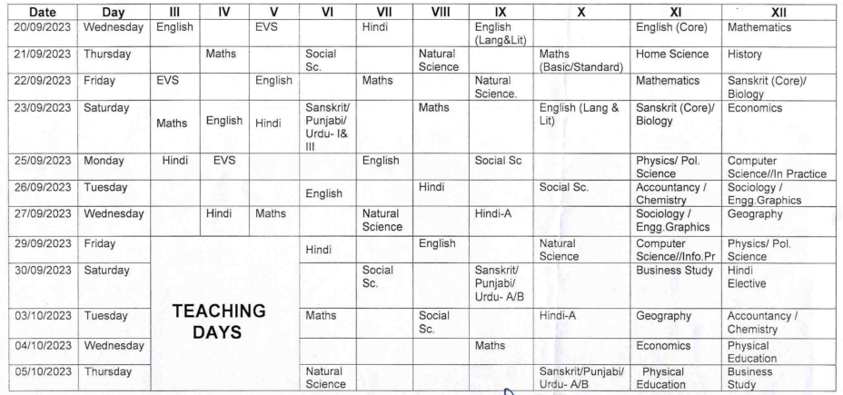 Doe Date Sheet For Mid Term Examination Is Finally Out Download Pdf The Education Planet