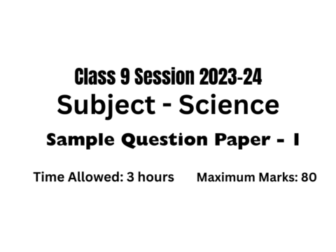 CBSE Class 9 Science Sample Paper 2024 With Solution Set 1