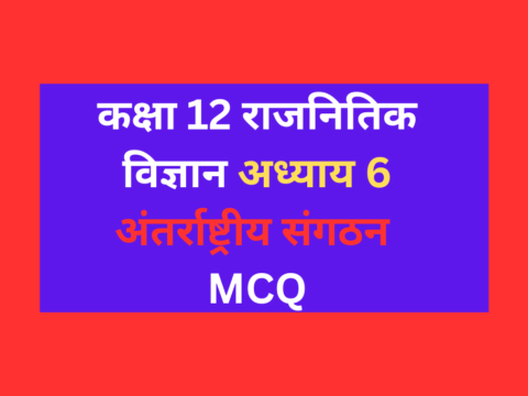 राजनितिक विज्ञान कक्षा 12 अध्याय 6 अंतर्राष्ट्रीय संगठन  MCQ