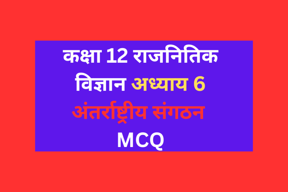 राजनितिक विज्ञान कक्षा 12 अध्याय 6 अंतर्राष्ट्रीय संगठन  MCQ