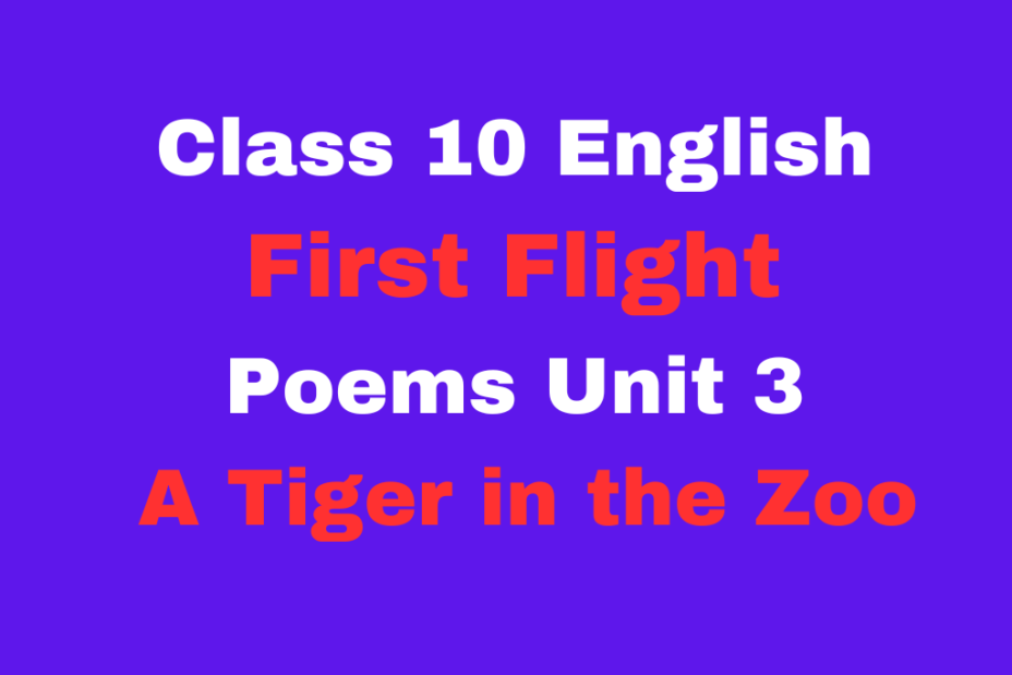 Class 10 English First Flight Poems Unit 3 A Tiger in the Zoo MCQ