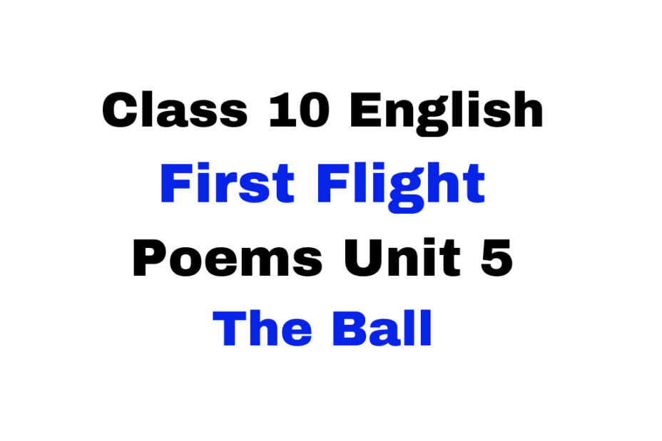 Class 10 English First Flight Poems Unit 5 The Ball Online Test