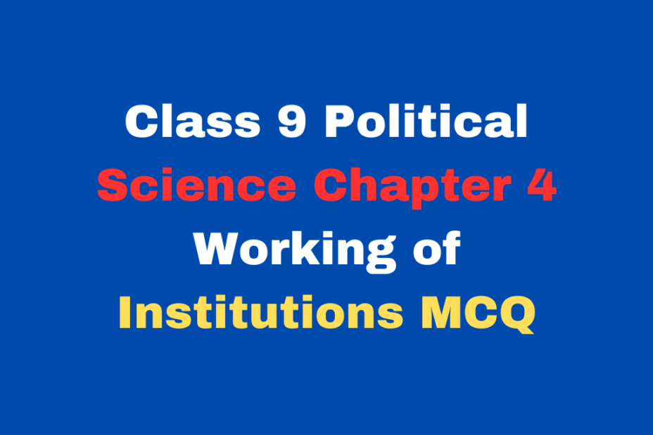 Class 9 Political Science Chapter 4 Working of Institutions MCQ