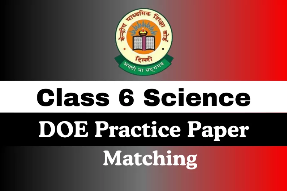 Class 6 Science DOE Practice Paper Annual Examination Matching Class 6 Science DOE Practice Paper Annual Examination Matching